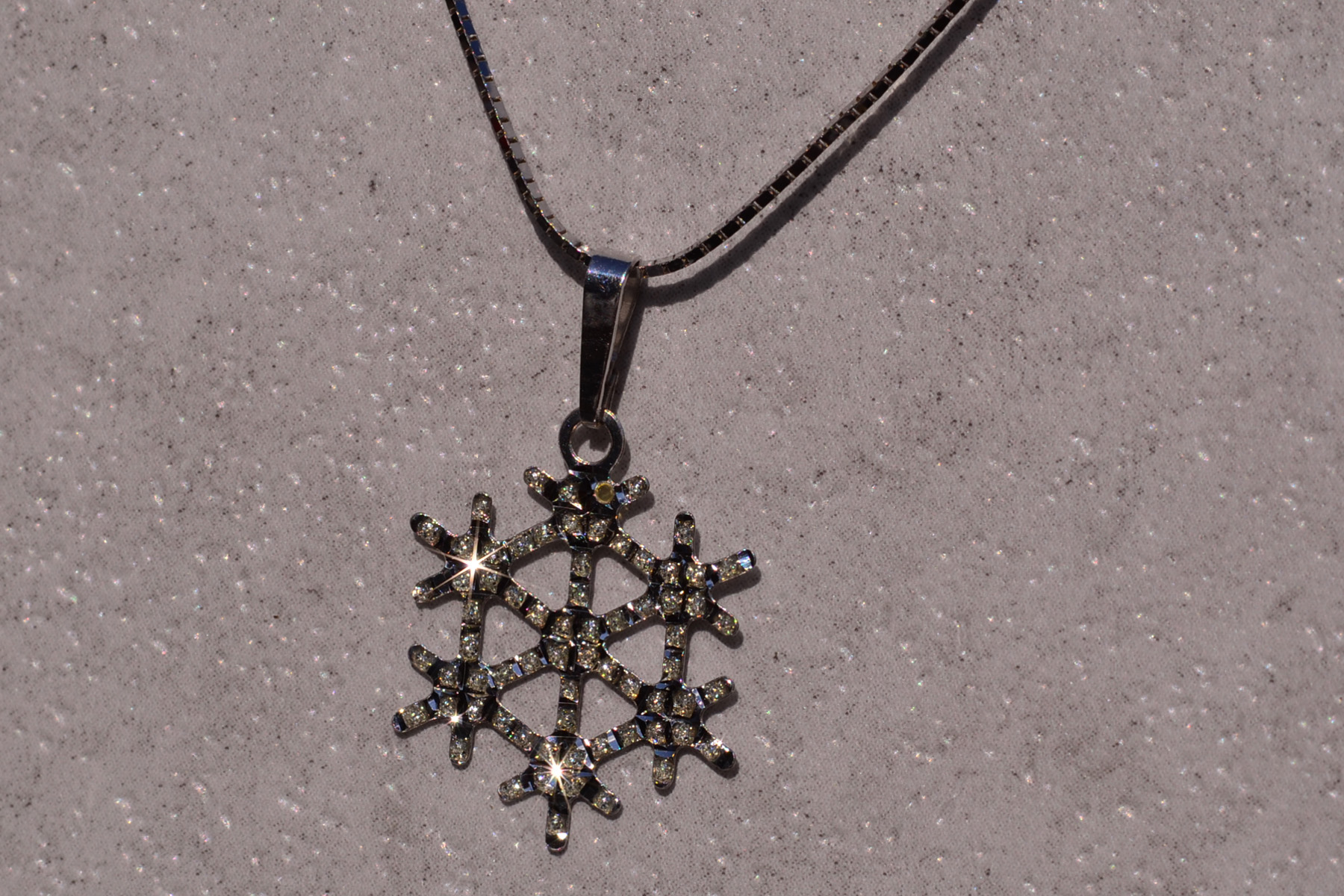SOLD - The 25th Street: White Gold Snowflake Pendant with Diamond - Image 3
