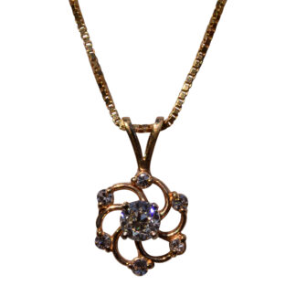 SOLD - The 23rd Street: Fibonacci Spiral Diamond Pendant in Yellow Gold