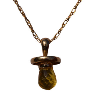 SOLD - The 188th Street: Yellow Gold Mini Pacifier Pendant set with Citrine
