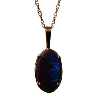 The 168th Street: Natural Australian Boulder Opal in Framed Yellow Gold Pendant