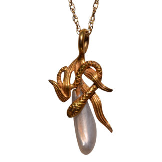 SOLD - The 174th Street: Art Nouveau Natural Pearl and Snake Pendant
