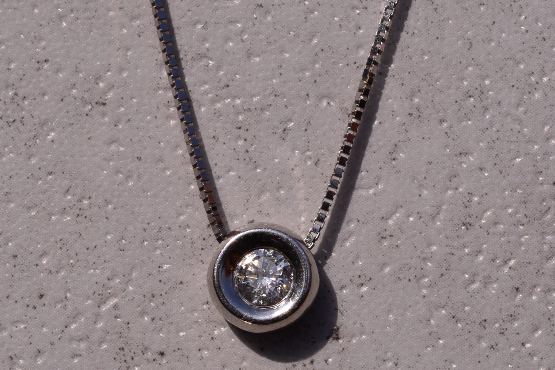 The 161st Street: Classic Bezel Set Natural Diamond Necklace in White Gold - Image 2