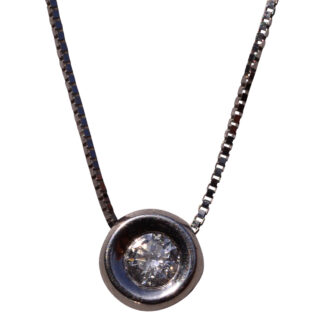 The 161st Street: Classic Bezel Set Natural Diamond Necklace in White Gold