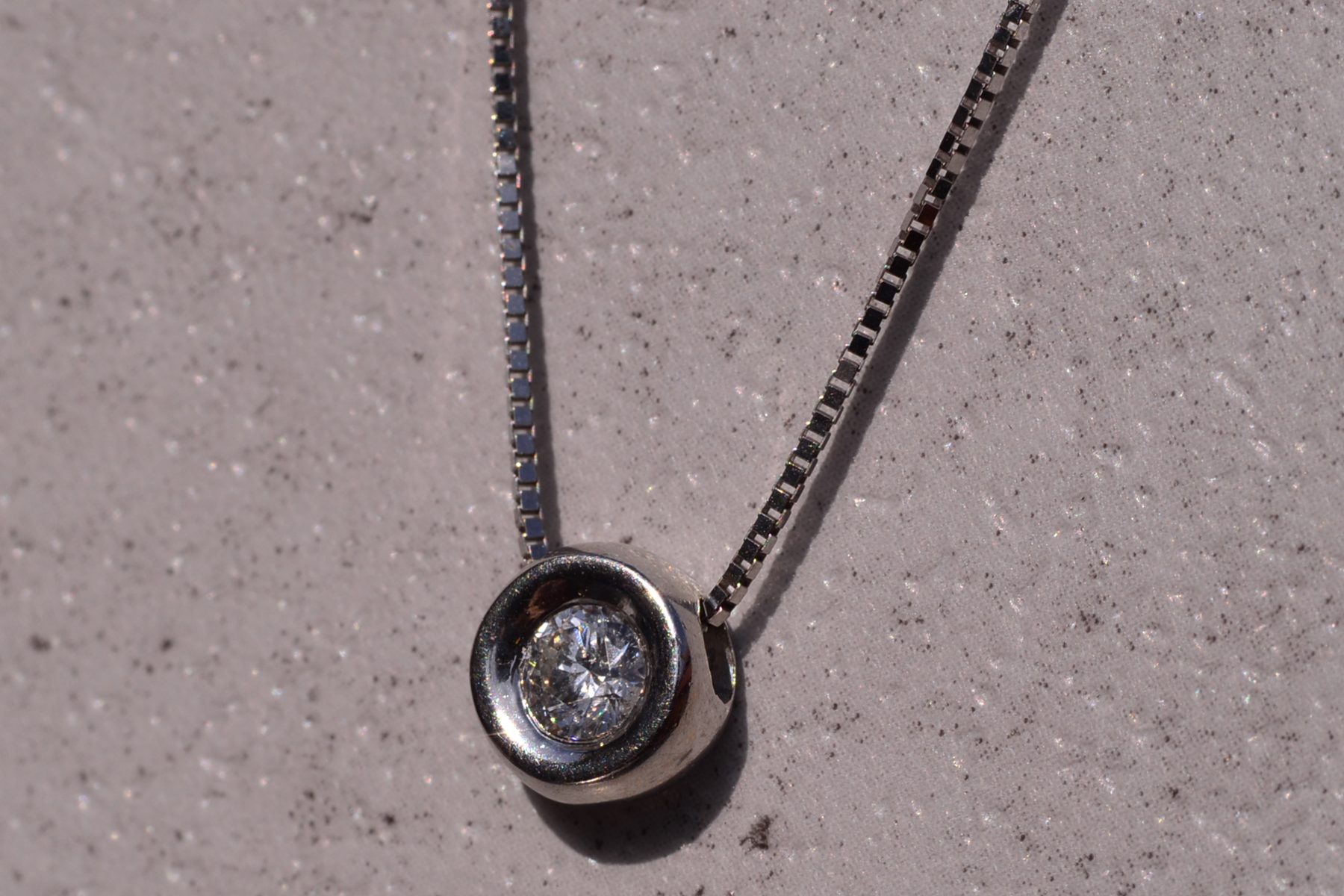 The 161st Street: Classic Bezel Set Natural Diamond Necklace in White Gold - Image 3