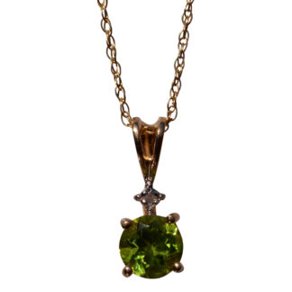The 199th Street: Solitaire Style Peridot and Diamond Pendant