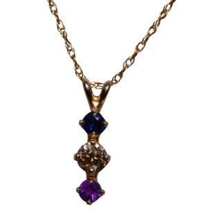 SOLD - The 156th Street:  Yellow Gold Sapphire, Diamond, and Amethyst Pendant