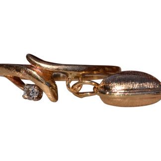 The 166th Street:  Diamond Heart Dangler Ring in Yellow Gold