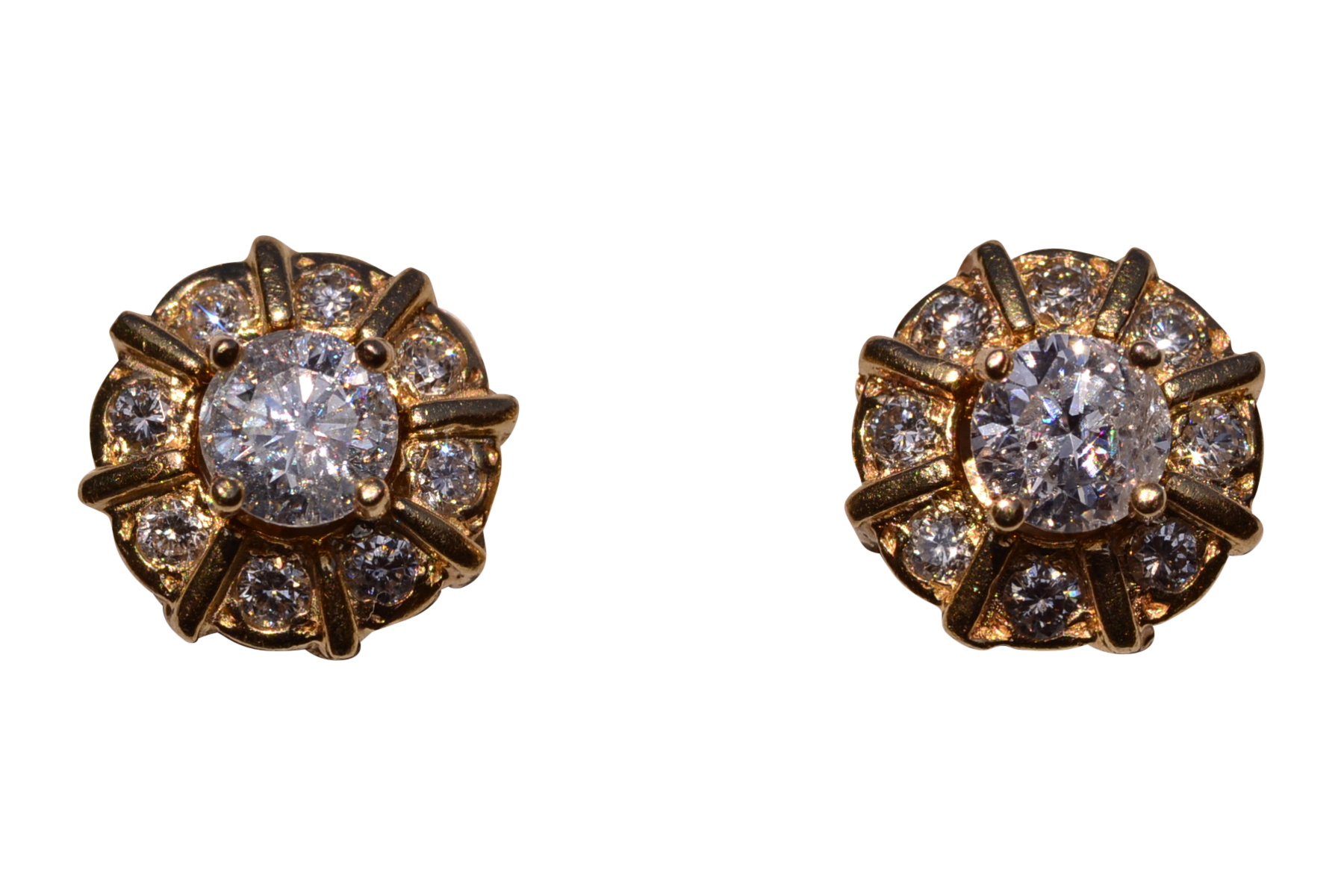 SOLD - The 123rd Street: Yellow Gold Diamond Studs with Removable Yellow Gold Diamond Jackets