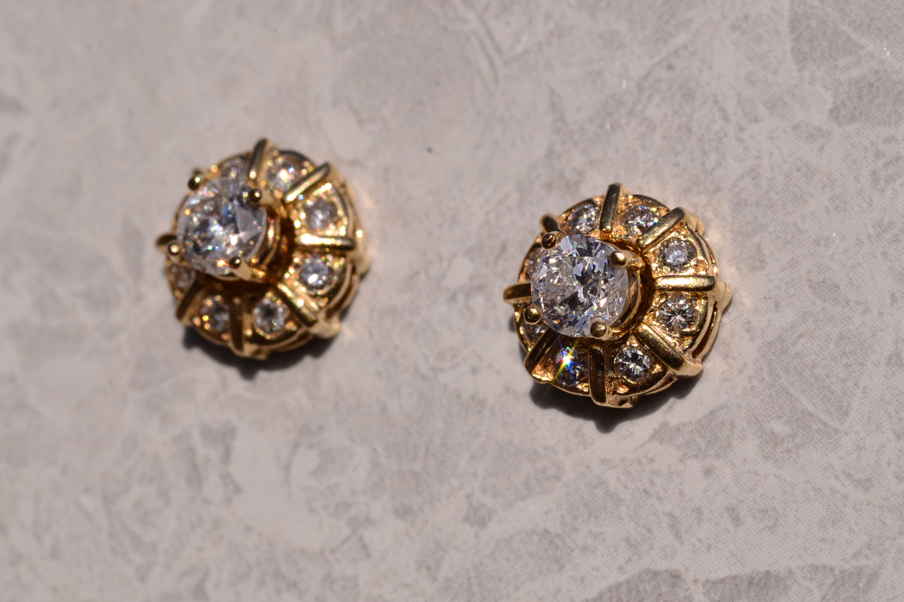 SOLD - The 123rd Street: Yellow Gold Diamond Studs with Removable Yellow Gold Diamond Jackets - Image 2