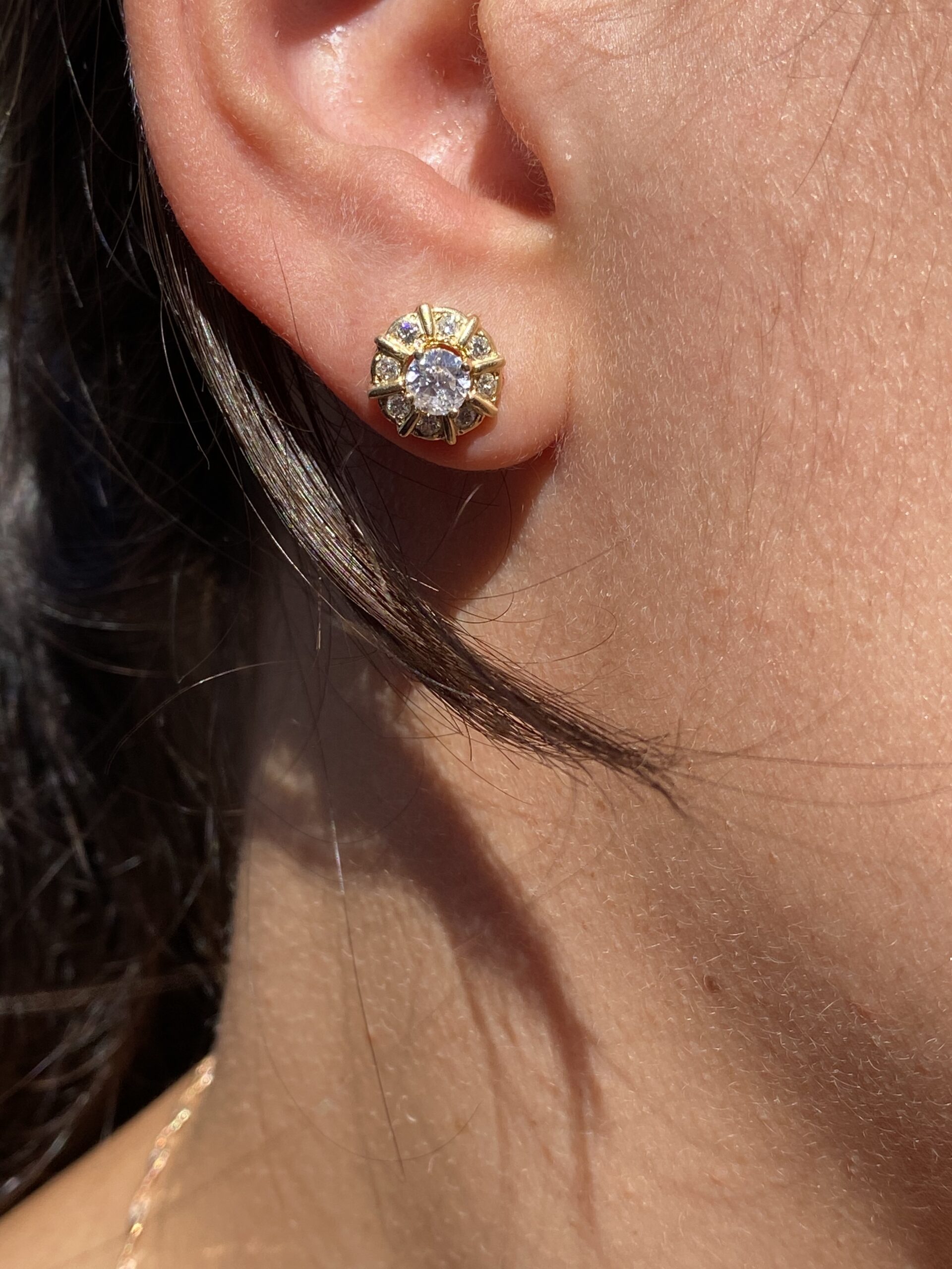 SOLD - The 123rd Street: Yellow Gold Diamond Studs with Removable Yellow Gold Diamond Jackets - Image 3