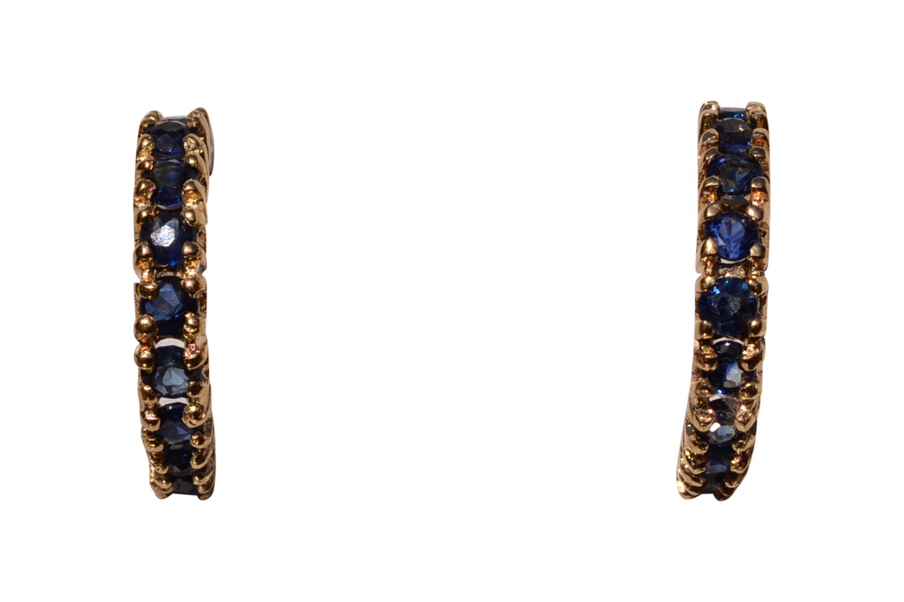 SOLD - The 186th Street: Sapphire Huggie Earrings in Yellow Gold