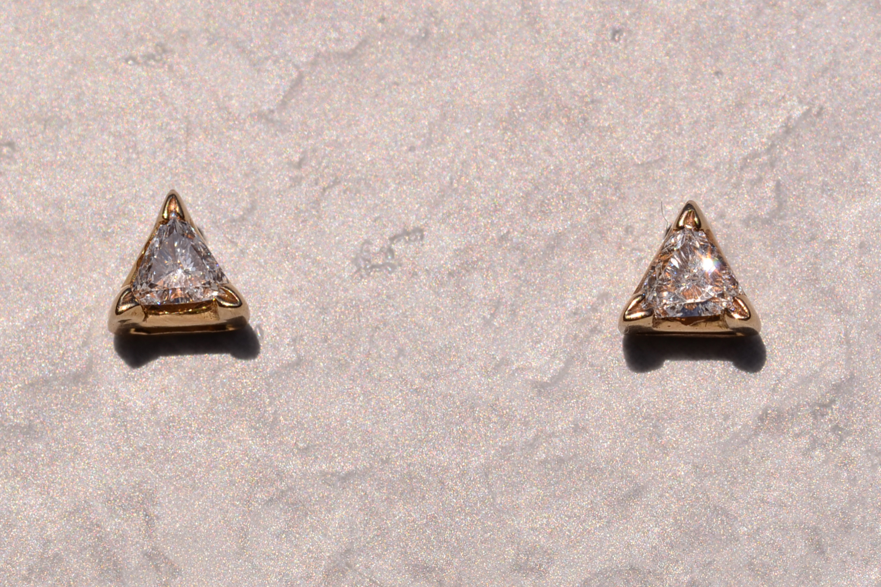 SOLD - The 192nd Street: Trilliant Natural Diamond Studs In Yellow Gold - Image 2
