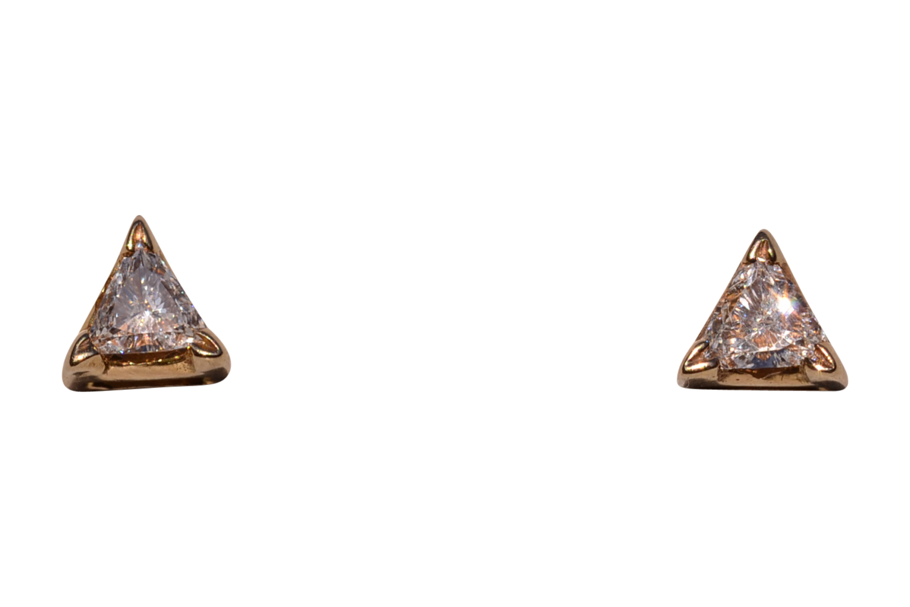 SOLD - The 192nd Street: Trilliant Natural Diamond Studs In Yellow Gold