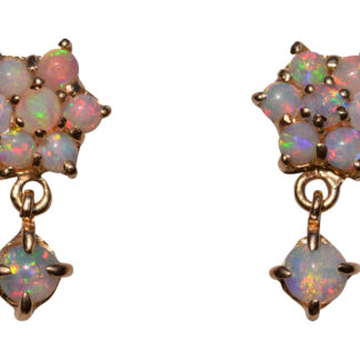 SOLD - The 177th Street: Vintage Australian Opal Cluster and Dangler Earrings in Yellow Gold