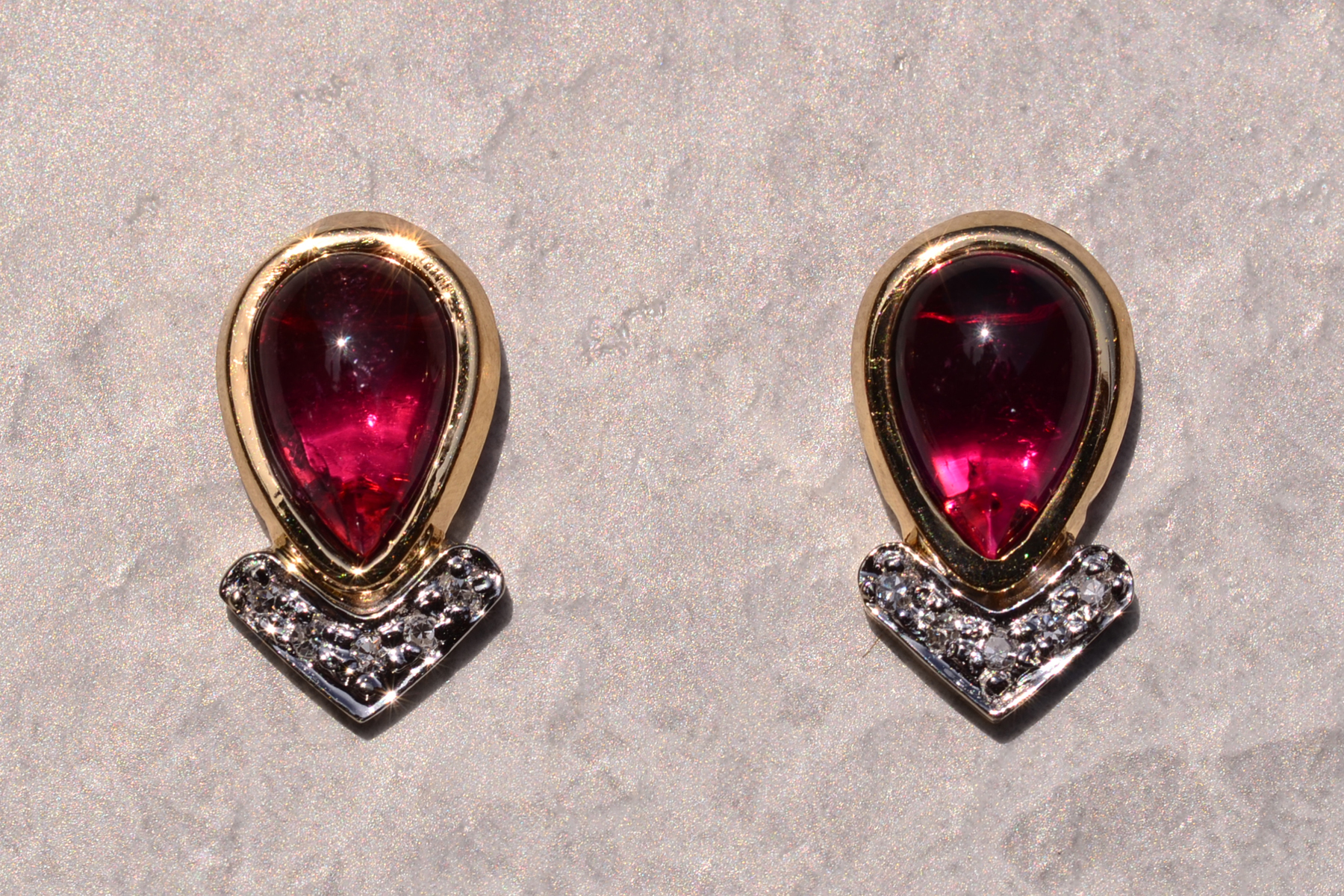The 191st Street: Contemporary Garnet and Diamond Stud Earrings - Image 2