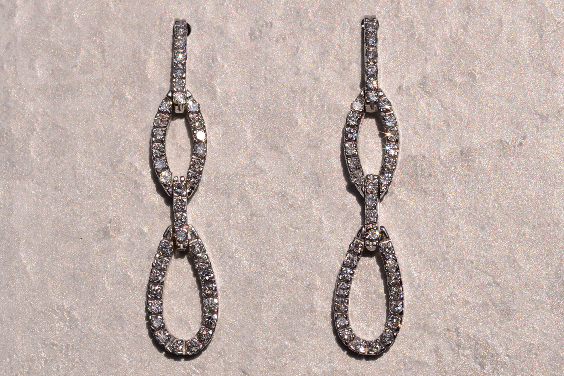 The 126th Street: Diamond Dangler Earrings in White Gold - Image 2