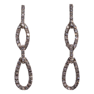 The 126th Street: Diamond Dangler Earrings in White Gold