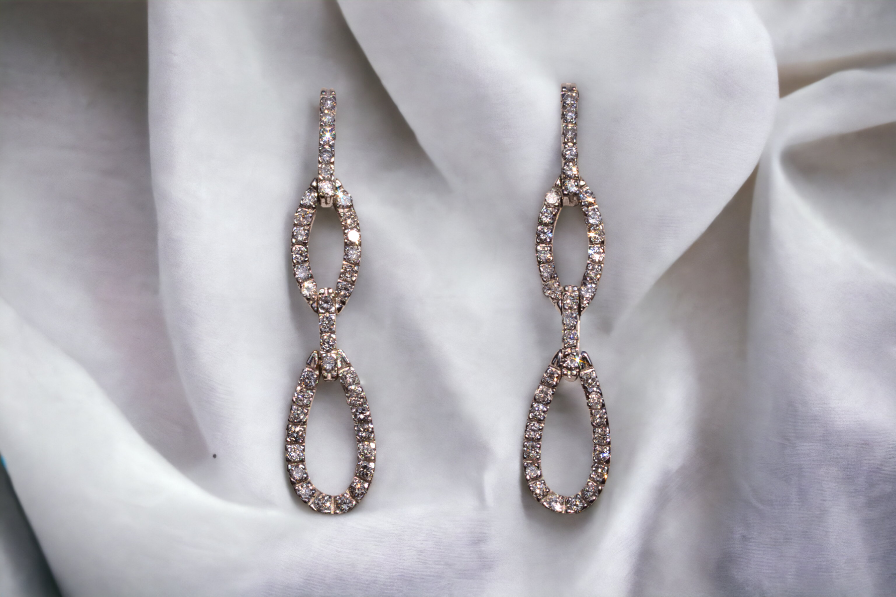The 126th Street: Diamond Dangler Earrings in White Gold - Image 5