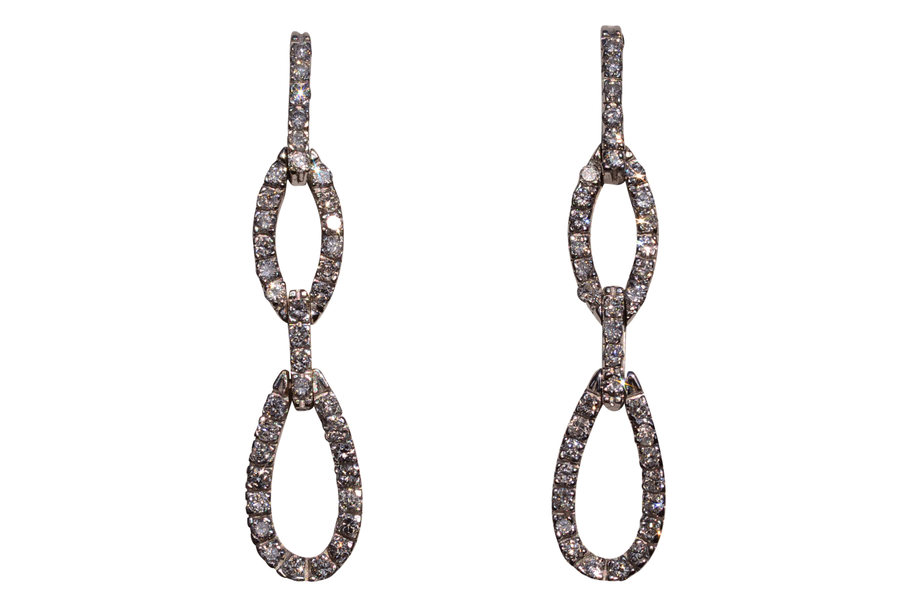 The 126th Street: Diamond Dangler Earrings in White Gold