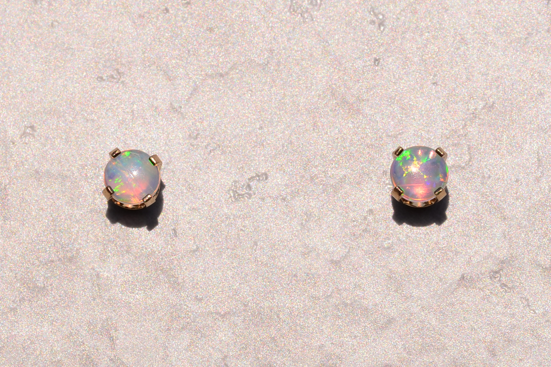 SOLD - The 197th Street: Opal Studs in Yellow Gold - Image 2