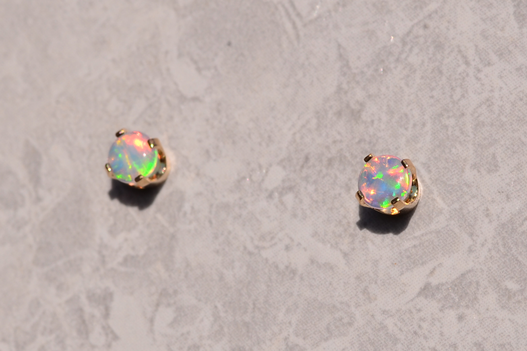 SOLD - The 197th Street: Opal Studs in Yellow Gold - Image 3