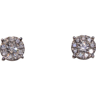 The 181st Street: Halo Diamond Earrings in White Gold