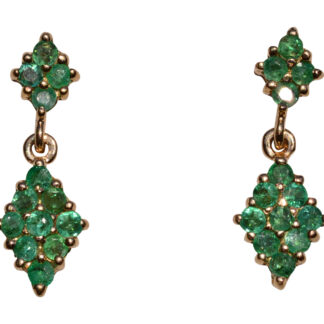 SOLD - The 198th Street:  Natural Emerald Dangler Earrings in Yellow Gold
