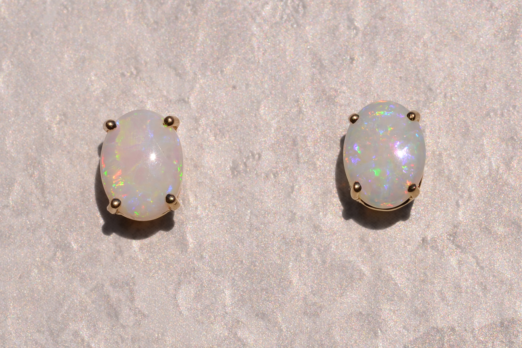 The 118th Street: Oval Australian Opal Earrings in Yellow Gold - Image 2