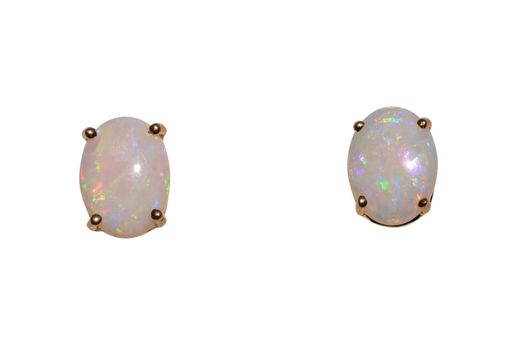 The 118th Street: Oval Australian Opal Earrings in Yellow Gold