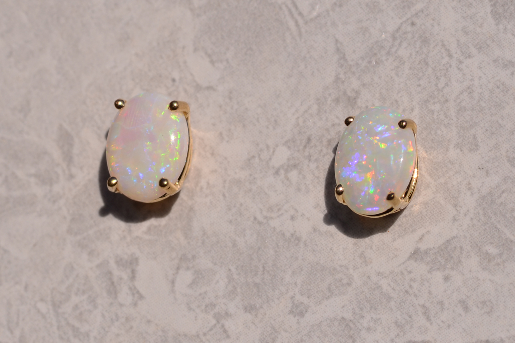 The 118th Street: Oval Australian Opal Earrings in Yellow Gold - Image 3