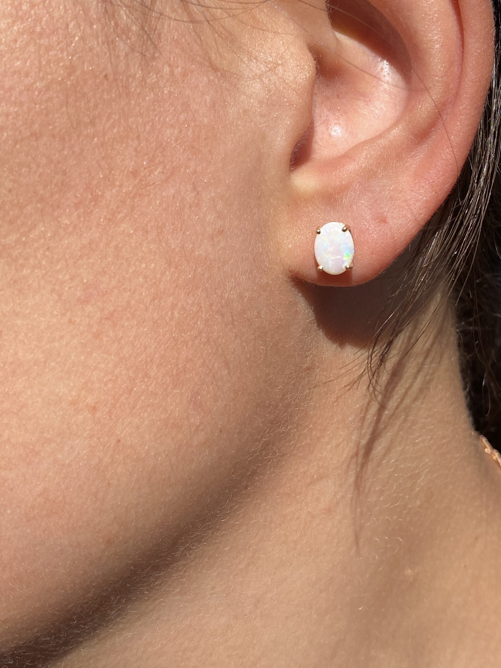 The 118th Street: Oval Australian Opal Earrings in Yellow Gold - Image 4