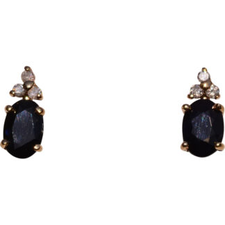 The 196th Street: Natural Black Sapphire and Diamond Stud Earrings