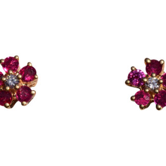 SOLD - The 173rd Street: Ruby and Diamond Yellow Gold Stud Earrings