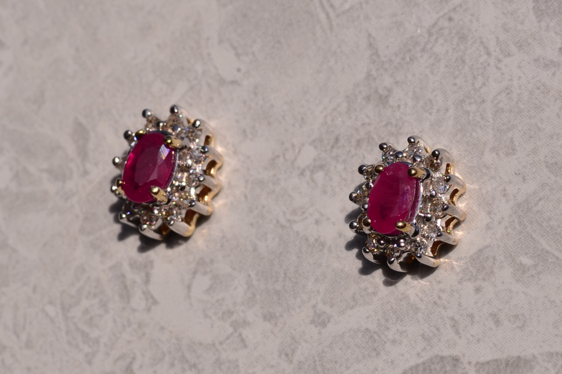 SOLD - The 115th Street: Contemporary Ruby and Diamond Halo Earrings - Image 3