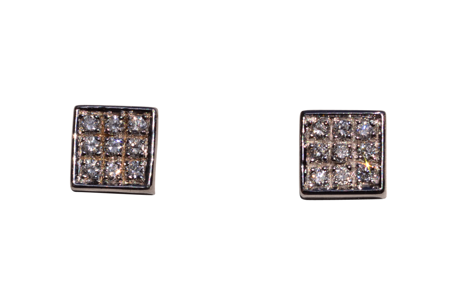 The 171st Street: Square Shaped Diamond Stud Earrings
