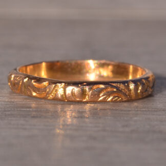 The Gromo: Antique Yellow Gold Hand Engraved Mid Finger or Child's Ring