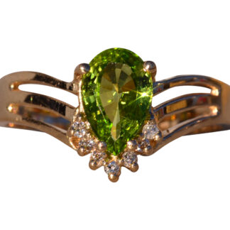 SOLD - The Equa: Peridot and Natural Diamond Ring in Yellow Gold