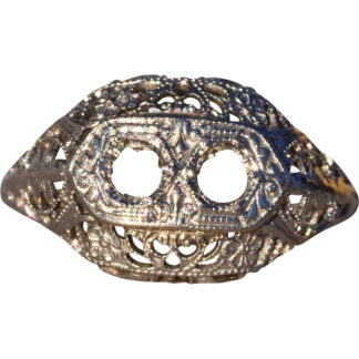 Antique Toi Et Moi Two Stone Filigree Mounting in White Gold