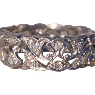 The Golfi: Antique Filigree Natural Diamond Band in Platinum