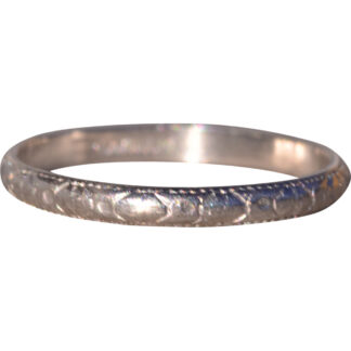 The Littleton: Antique Patterned Wedding Band in Platinum