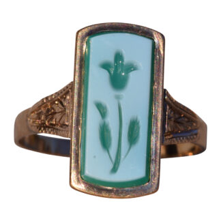 The Lynnfield: Antique Floral Carved Cameo Ring in Yellow Gold