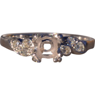 Antique Platinum Semi Mounting With Natural Diamonds