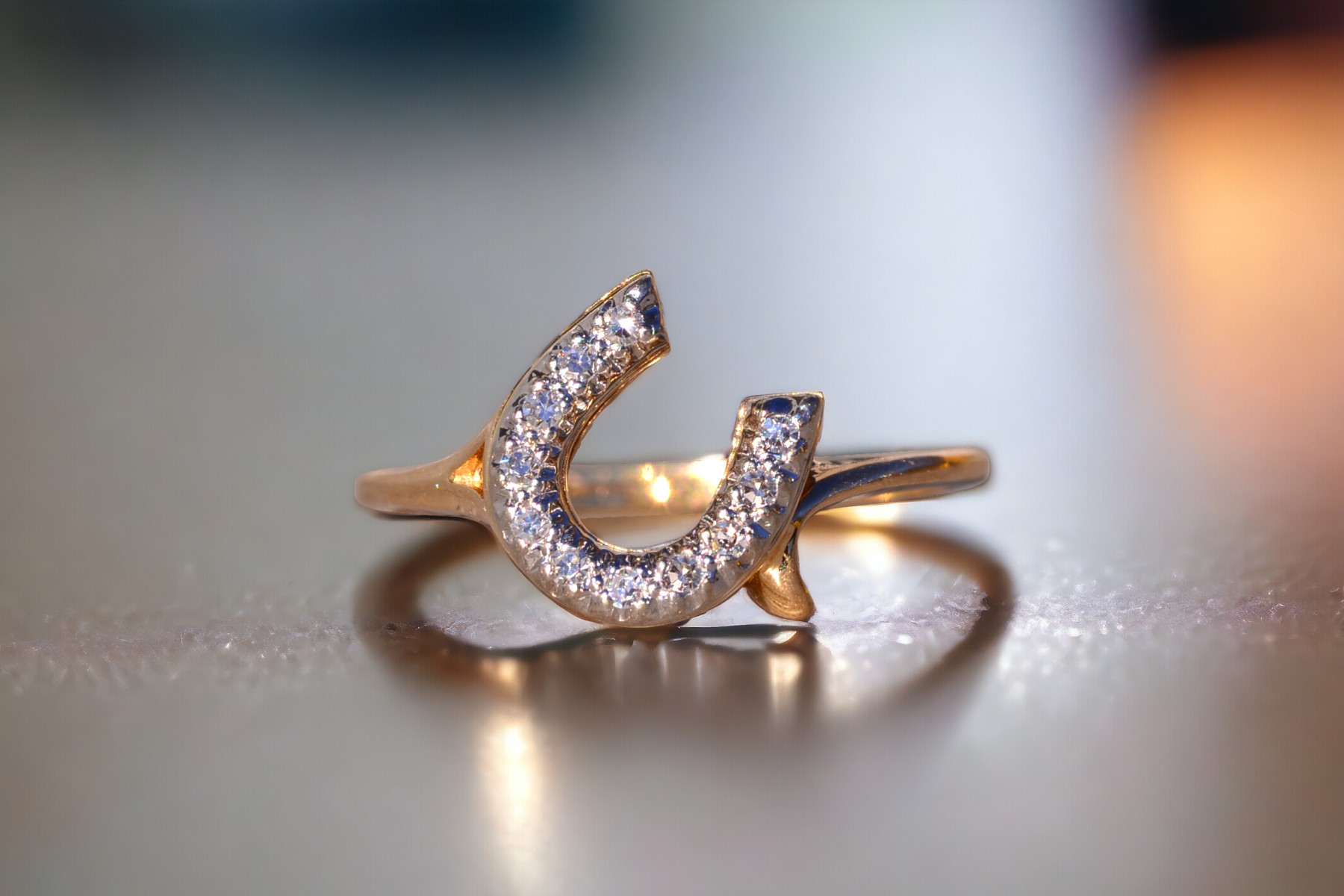 SOLD - The Possagno: Good Luck Horseshoe Ring set With Natural Diamonds - Image 10