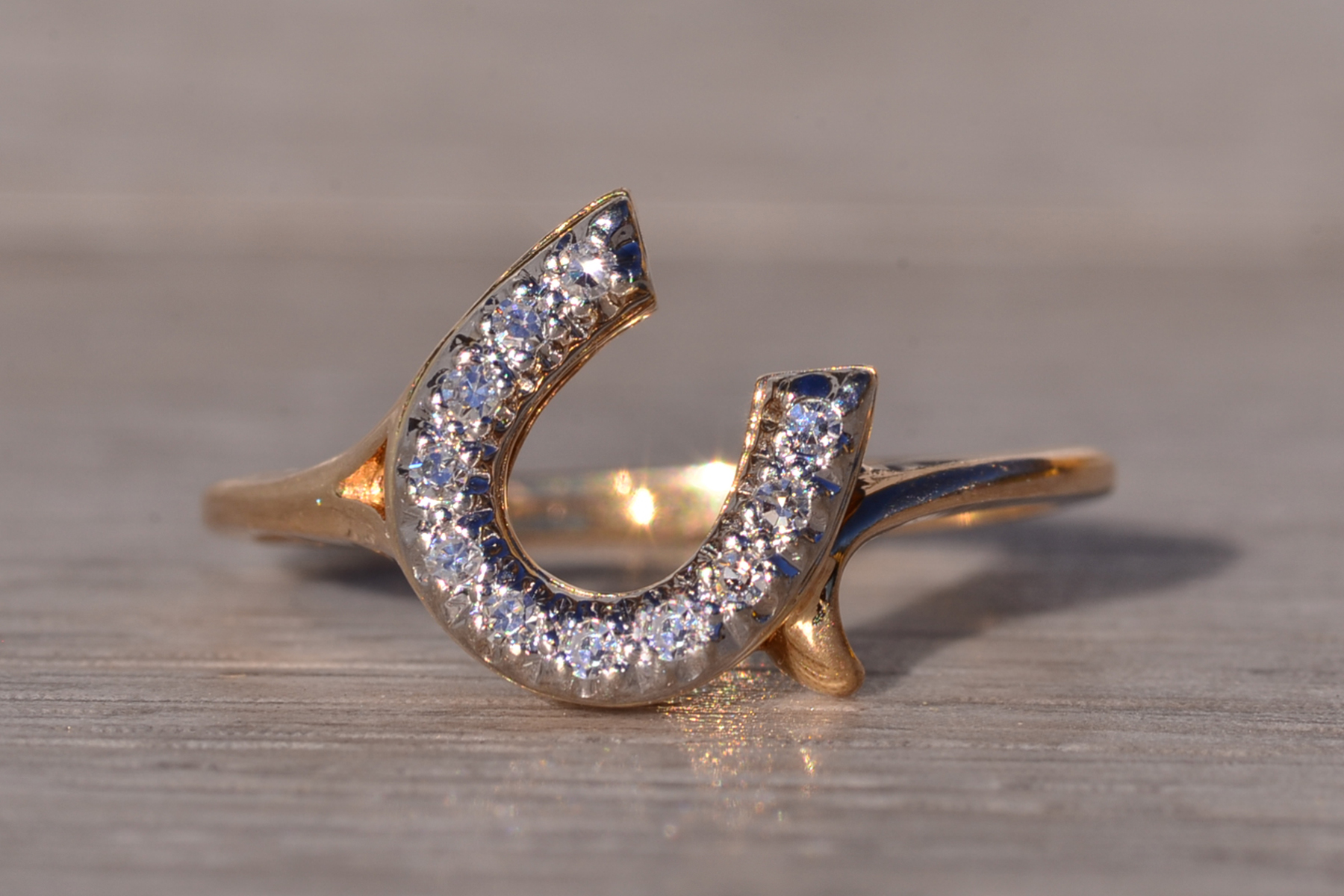 SOLD - The Possagno: Good Luck Horseshoe Ring set With Natural Diamonds - Image 2