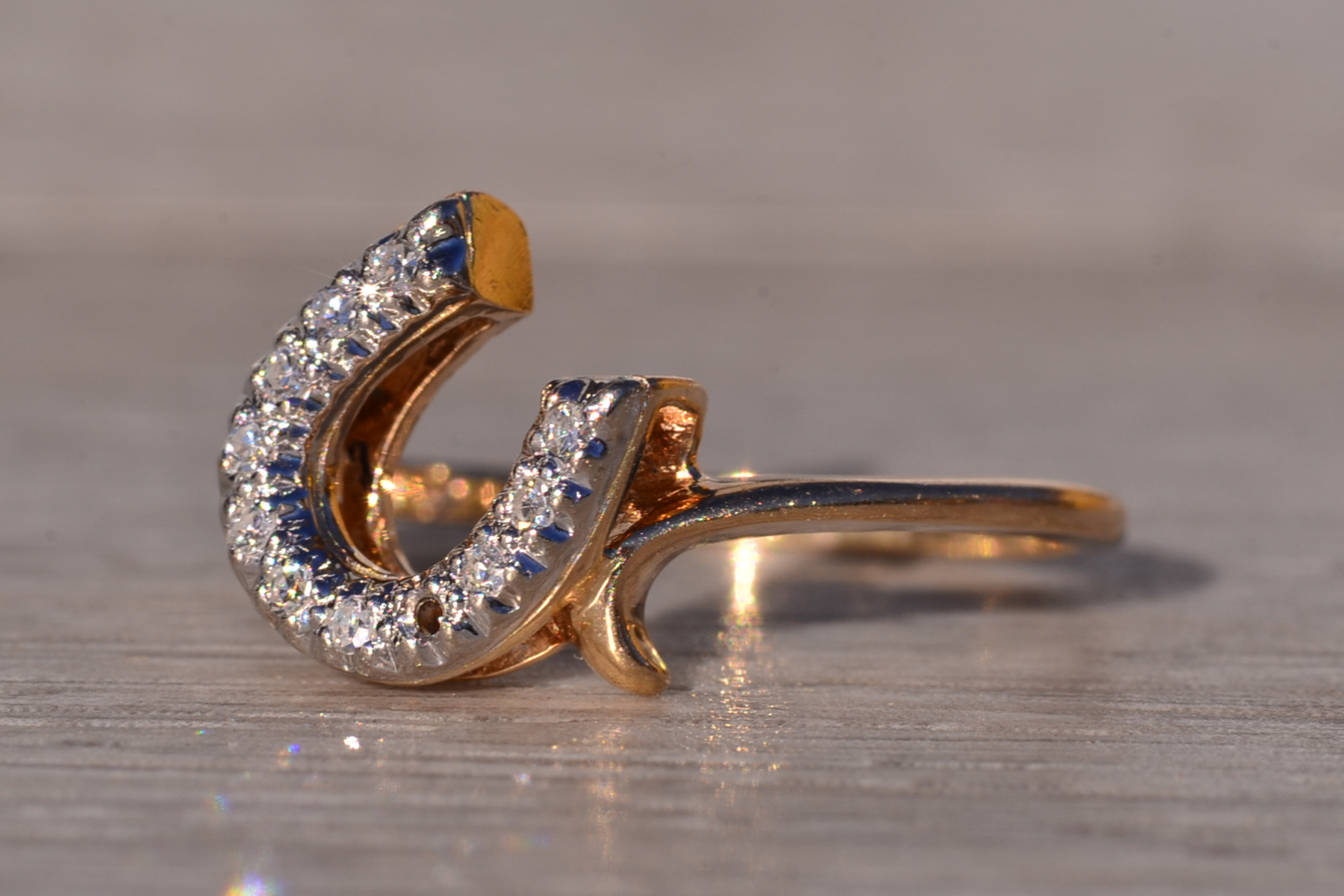 SOLD - The Possagno: Good Luck Horseshoe Ring set With Natural Diamonds - Image 3