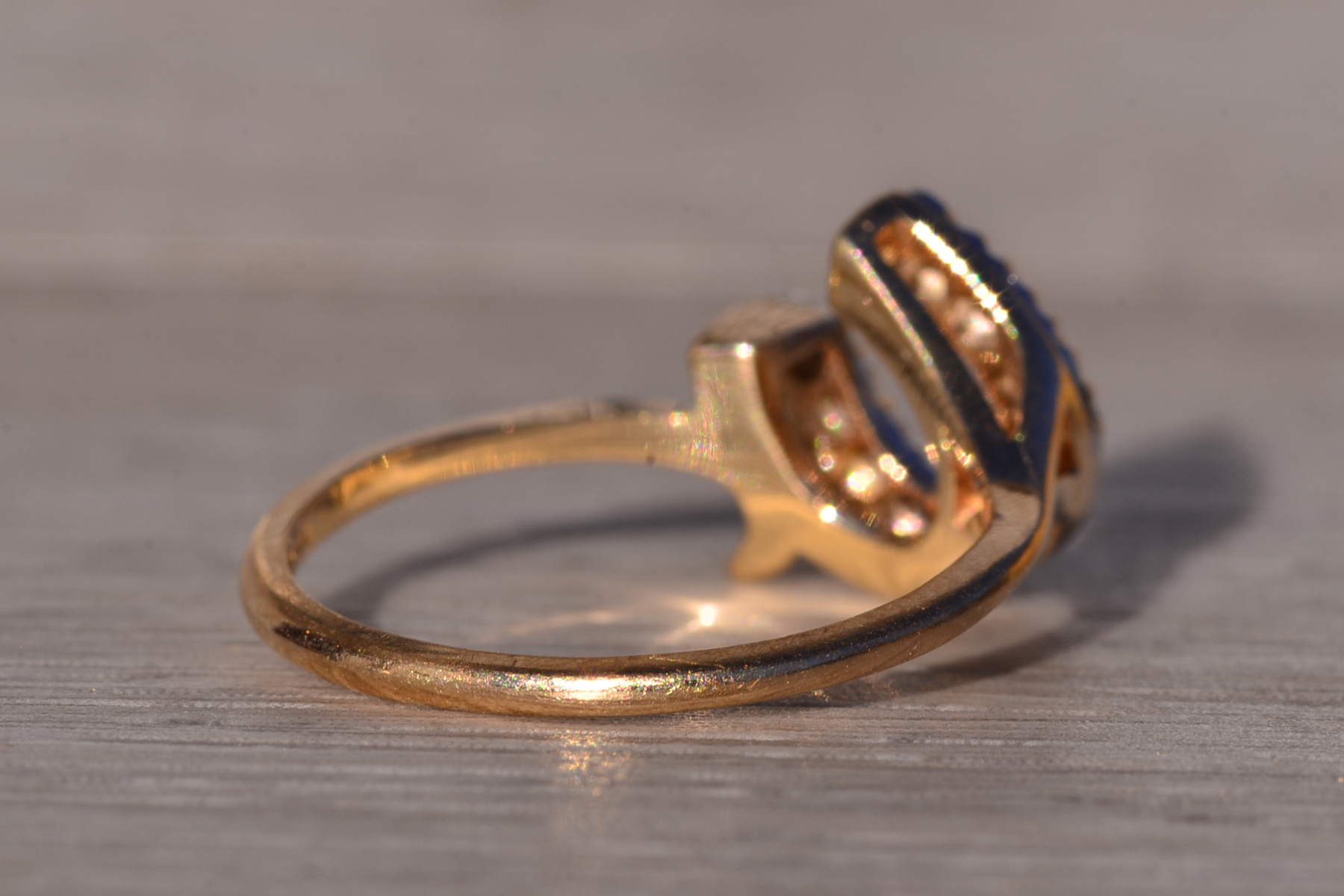 SOLD - The Possagno: Good Luck Horseshoe Ring set With Natural Diamonds - Image 5