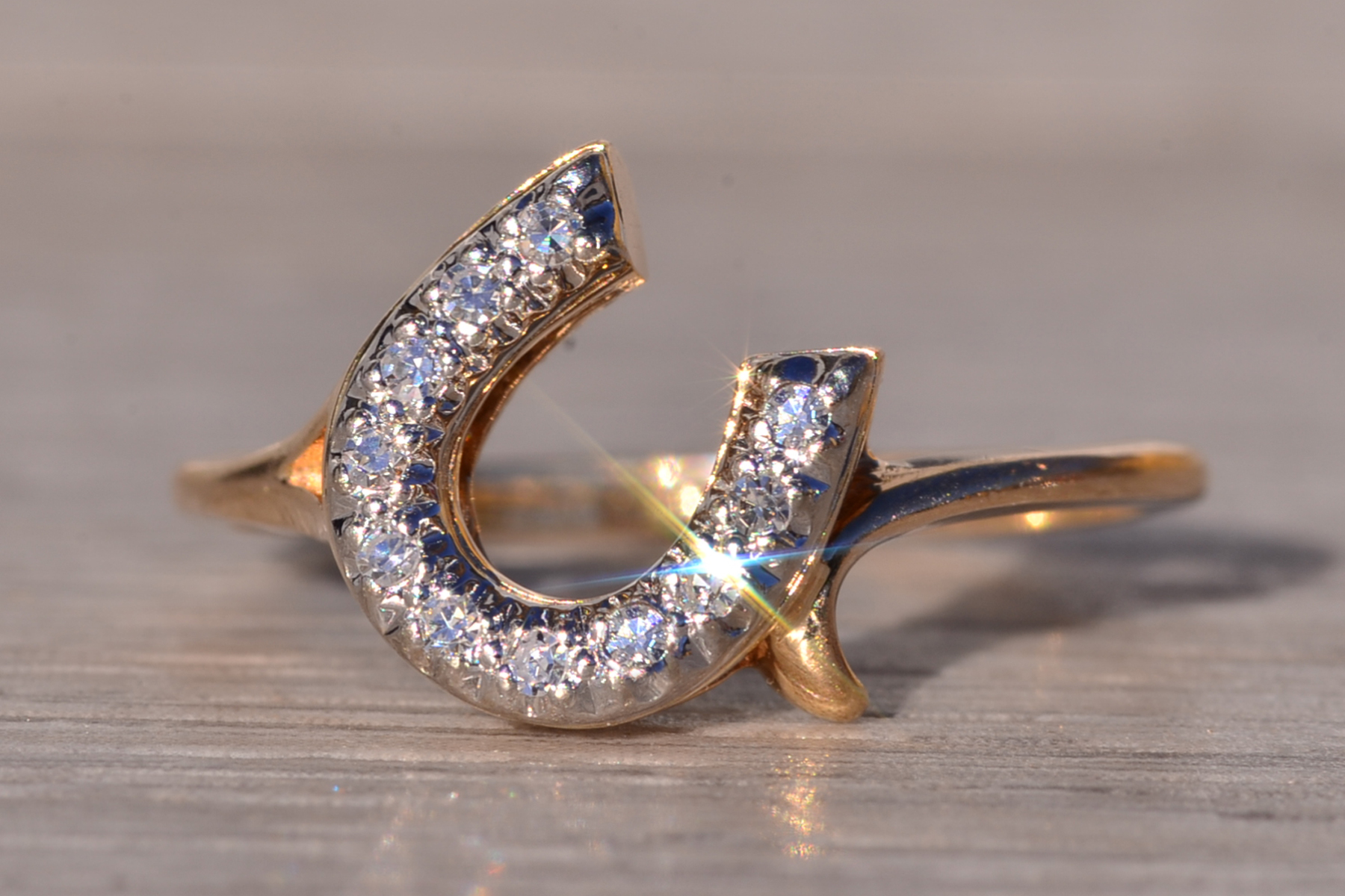 SOLD - The Possagno: Good Luck Horseshoe Ring set With Natural Diamonds - Image 6
