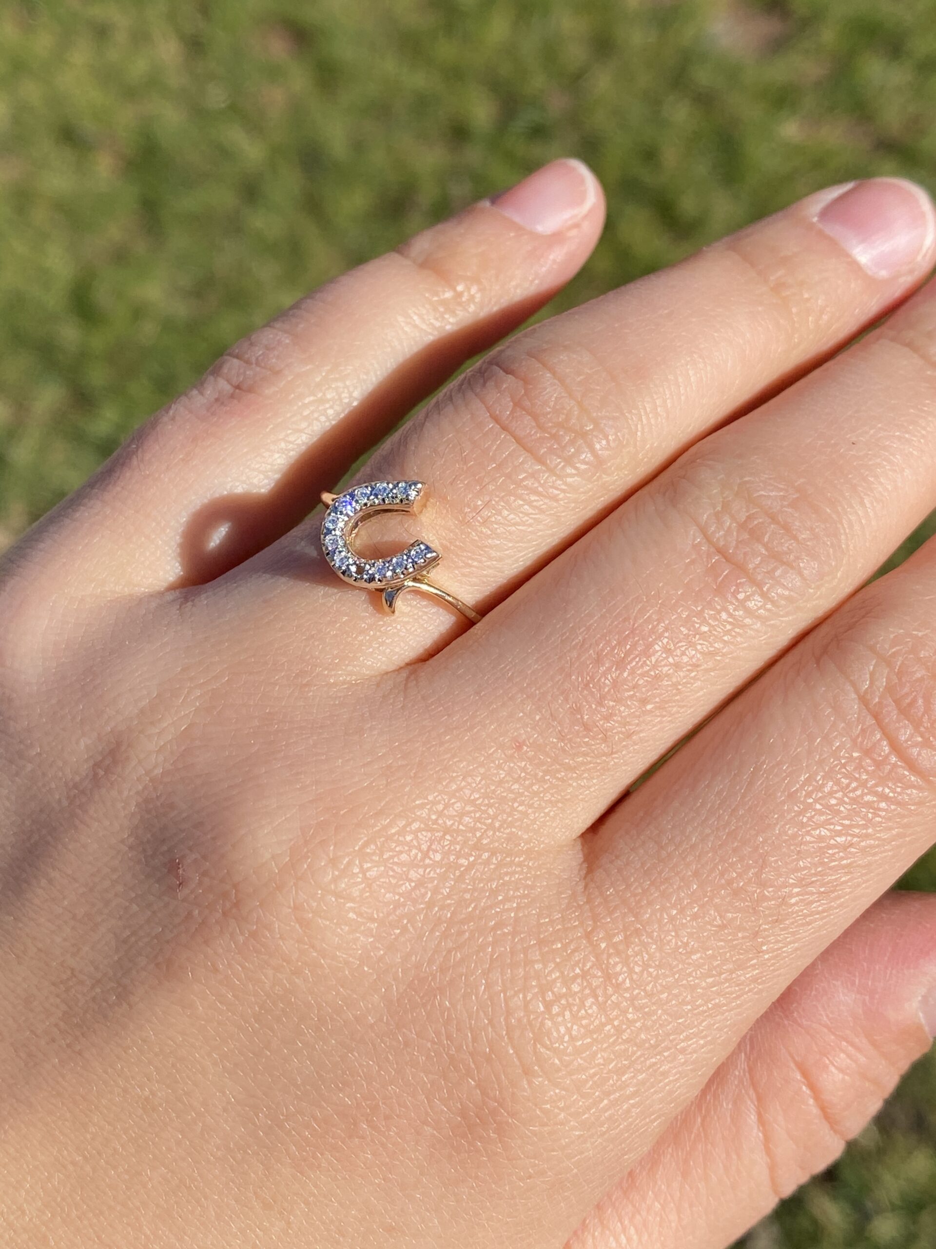 SOLD - The Possagno: Good Luck Horseshoe Ring set With Natural Diamonds - Image 8