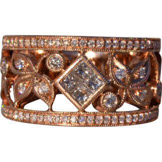 The Meaux: Neil Lane Signed Rose Gold and Natural Diamond Filigree Band