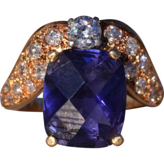 The Braintree: Edwardian Iolite and Natural Diamond Ring in Yellow Gold